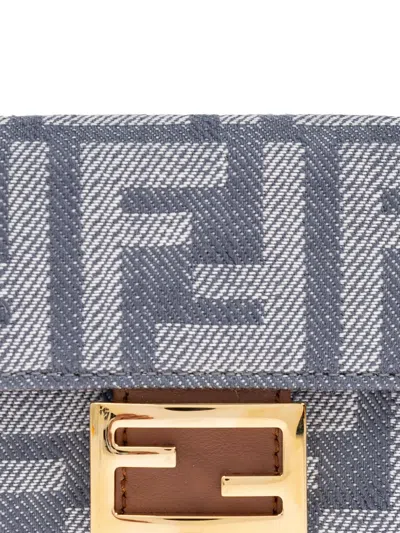 Fendi Ff-pattern Tri-fold Wallet In Gray