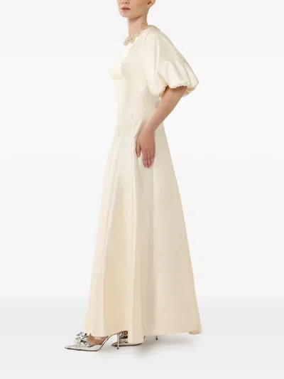 Baruni Jawher Embellished Puff-sleeve Maxi Gown In Neutral