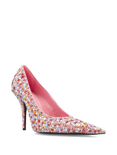 Balenciaga Knife Embellished Pointed Toe Pump In Pink