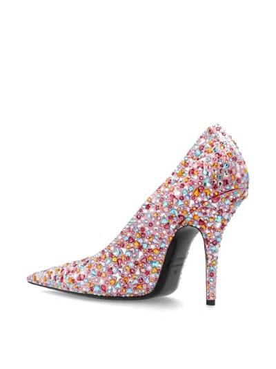 Balenciaga Knife Embellished Pointed Toe Pump In Pink