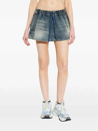 Balenciaga Drawstring Elasticated Skirt In Blue