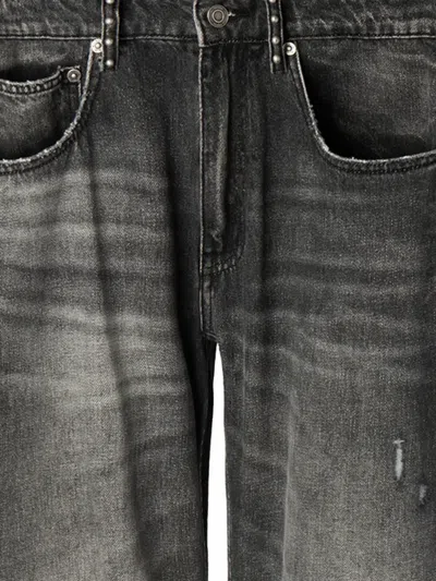 Vague Studios Buttoned Distressed Jeans In Gray
