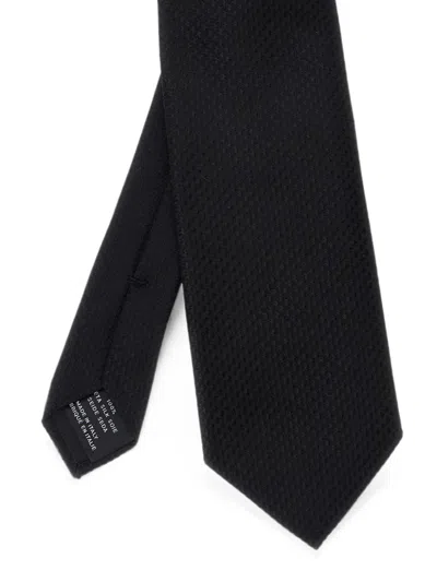 Tom Ford Houndstooth Silk Tie In Black