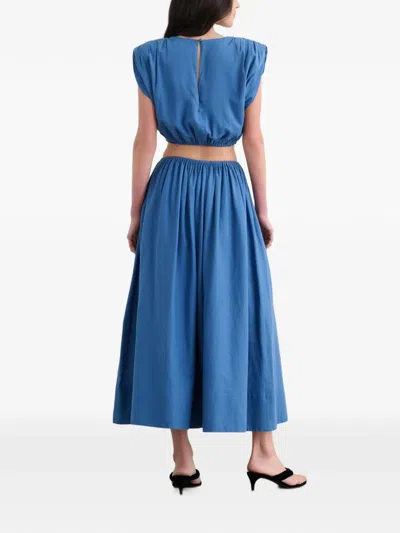 Toccin Sirelle Padded-shoulder Cropped Blouse In Blue