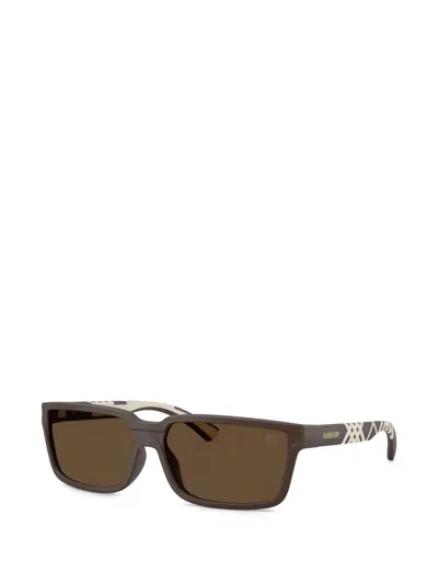 Burberry Eyewear Check Rectangle-frame Sunglasses In Brown