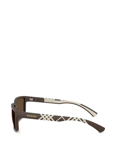 Burberry Eyewear Check Rectangle-frame Sunglasses In Brown