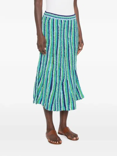Tory Burch Striped-pattern Midi Skirt In Multi