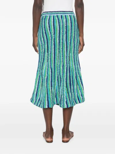 Tory Burch Striped-pattern Midi Skirt In Multi