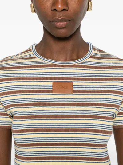 Fendi Patterned Cotton Elastane T-shirt In Multi