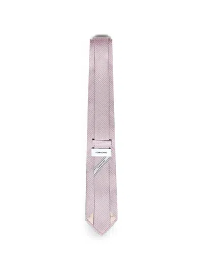 Ferragamo Printed Silk Tie In Pink