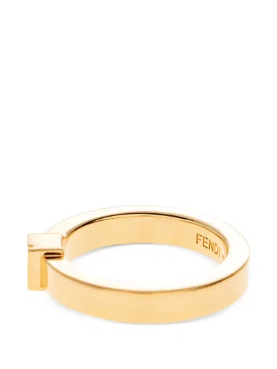 Fendi Ff-logo Ring In Gold