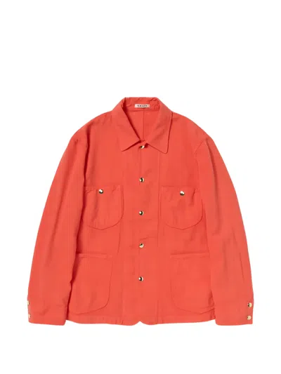 Auralee Button-up Patch-pocket Jacket In Red