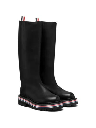 Thom Browne Rwb-stripe Leather Boots In Multi