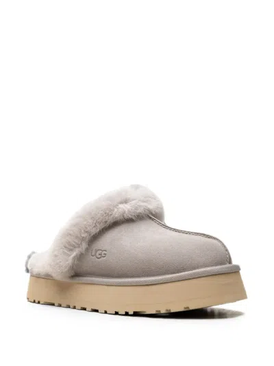 Ugg Disquette Shearling-trim Mules In Gray