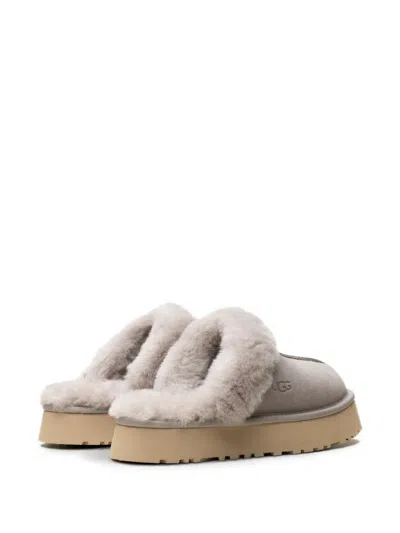 Ugg Disquette Shearling-trim Mules In Gray