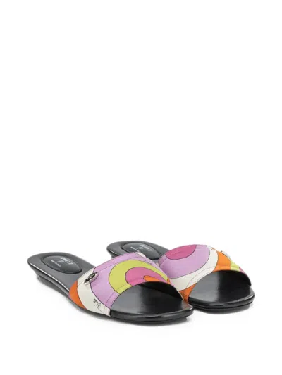 Pucci Yummy Flat Slide Sandals Open Toe In Multi