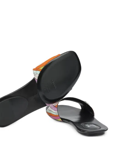 Pucci Yummy Flat Slide Sandals Open Toe In Multi