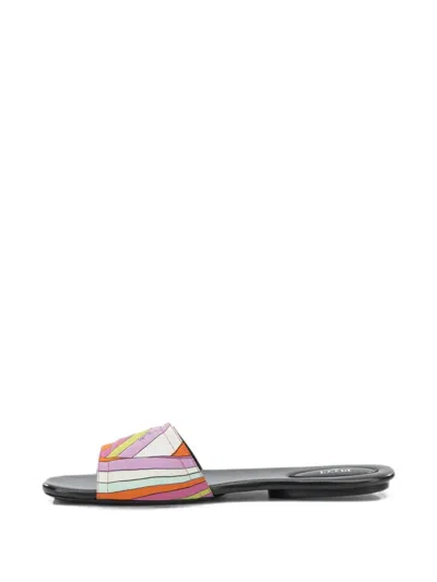 Pucci Yummy Flat Slide Sandals Open Toe In Multi