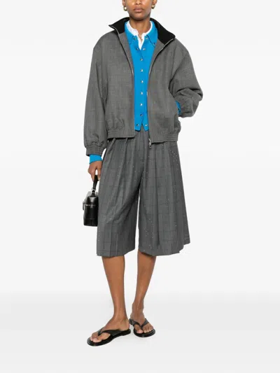 Sandro Oversized Leather-collar Jacket In Gray