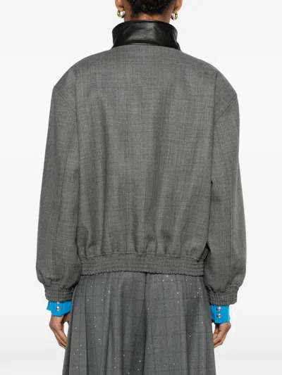 Sandro Oversized Leather-collar Jacket In Gray
