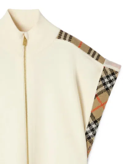 Burberry Check-trim Zip-up Wool Cape In Pattern