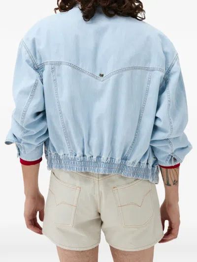 Versace Elasticated-waist Denim Jacket In Blue