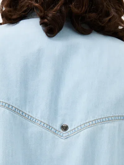 Versace Elasticated-waist Denim Jacket In Blue