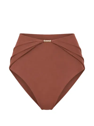 Devon Windsor Evalina Gold-tone-hardware Bikini Bottoms In Brown