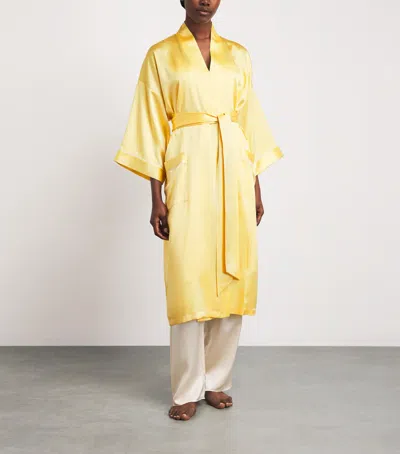 Olivia Von Halle Silk Sabine Night Robe In Yellow