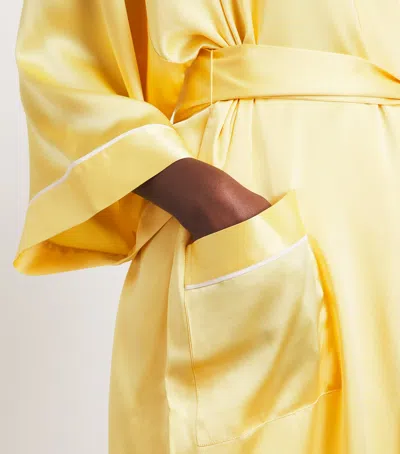 Olivia Von Halle Silk Sabine Night Robe In Yellow
