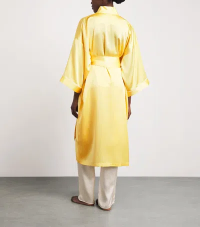 Olivia Von Halle Silk Sabine Night Robe In Yellow
