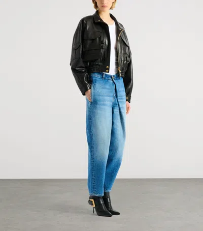 Balmain Multi-pocket Leather Bomber Jacket In Black