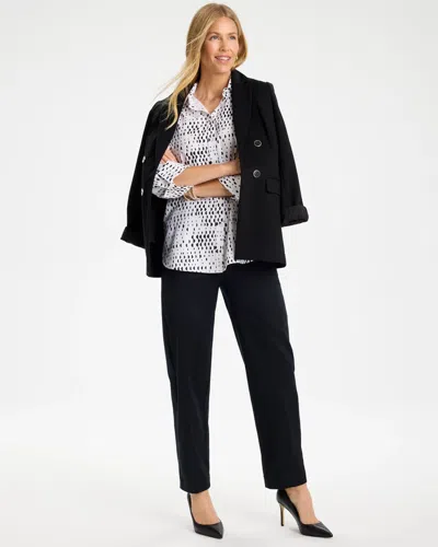 Chico's No Iron Stretch Geo Print Shirt In White