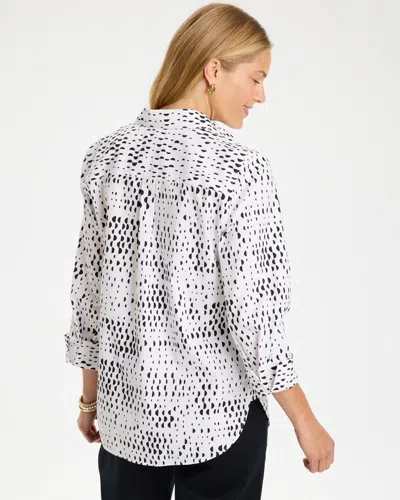 Chico's No Iron Stretch Geo Print Shirt In White