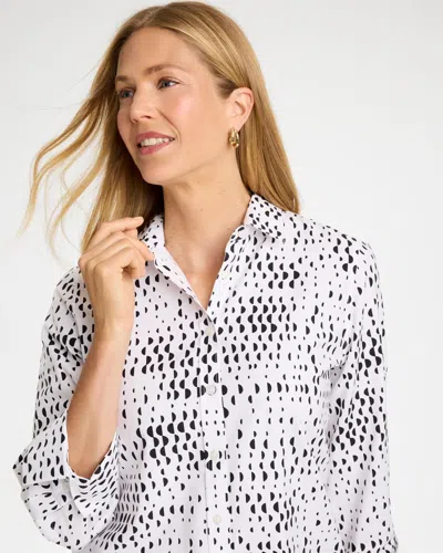 Chico's No Iron Stretch Geo Print Shirt In White