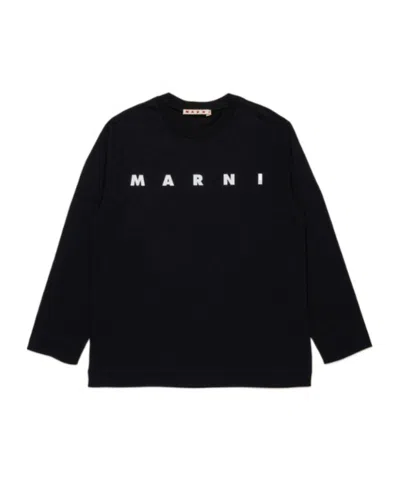Marni Kids Long Sleeve Crew Neck T-shirt In Black