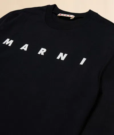 Marni Kids Long Sleeve Crew Neck T-shirt In Black
