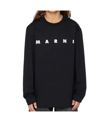 Marni Kids Long Sleeve Crew Neck T-shirt In Black