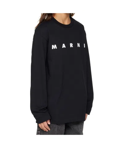 Marni Kids Long Sleeve Crew Neck T-shirt In Black