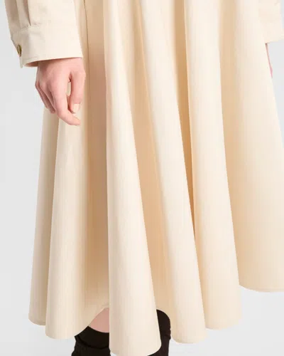 Prada Triangle-logo Flared Midi Skirt In Neutral