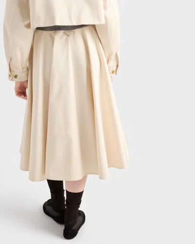 Prada Triangle-logo Flared Midi Skirt In Neutral
