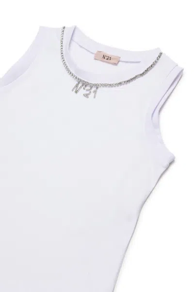 N°21 N21 Kids Logo-embellished Curved Hem Tank Top In Multi