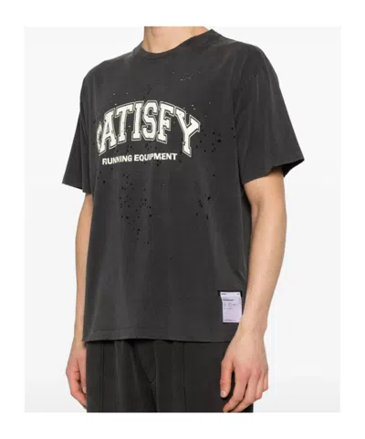 Satisfy Mothtech Distressed Logo T-shirt In Black