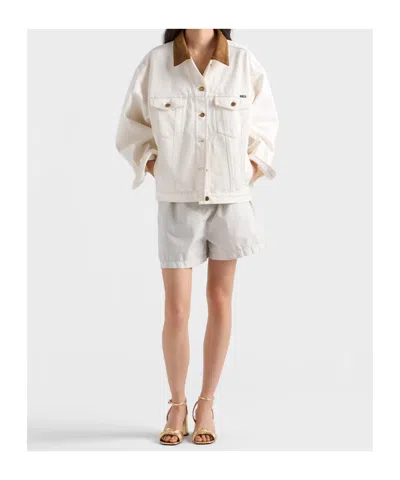 Prada Old Denim Blouson Jacket In White
