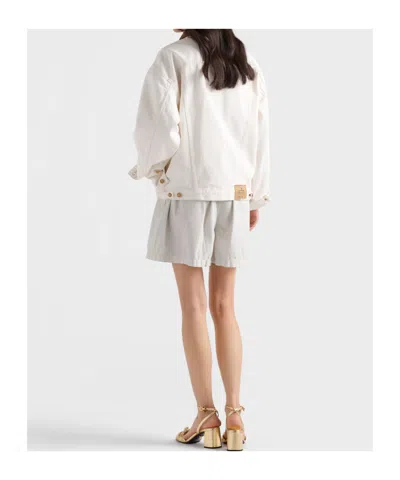 Prada Old Denim Blouson Jacket In White