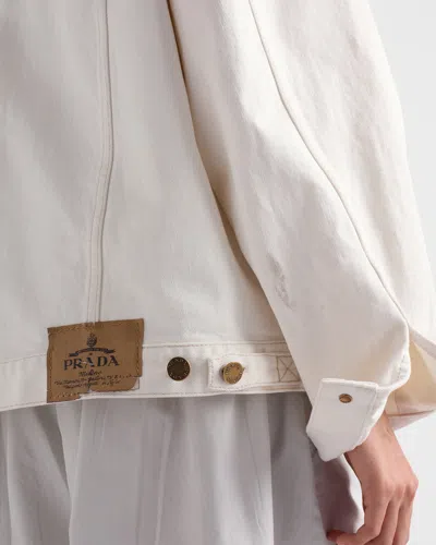 Prada Old Denim Blouson Jacket In White