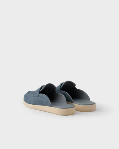 Prada Suede Mules In Blue