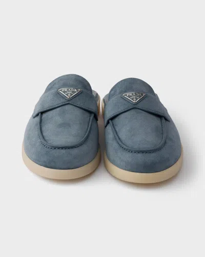 Prada Suede Mules In Blue