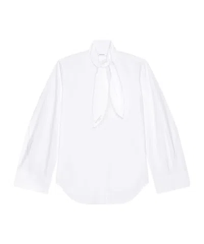 Givenchy Bow Neck Cotton-poplin Button-down Shirt In White