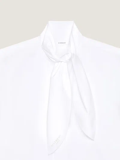 Givenchy Bow Neck Cotton-poplin Button-down Shirt In White